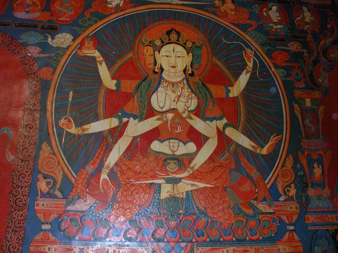 Wall paintings at Tsaparang temple. Western Tibet.